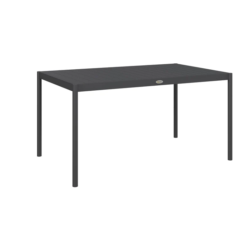Table de jardin rectangulaire 145 x 90 x 74 cm 6 personnes plateau à lattes contemporain épuré en aluminium gris foncé 21_0005230