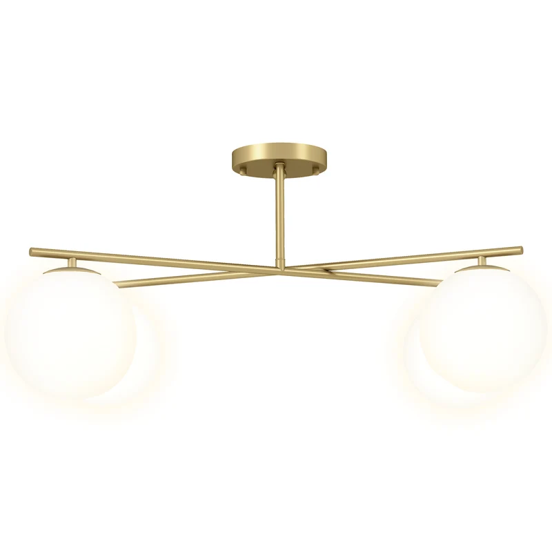 Plafonnier lustre pour salon couloir 75 x 75 x 31 cm éclairage modulable bras orientables moderne design en métal doré 21_0007051
