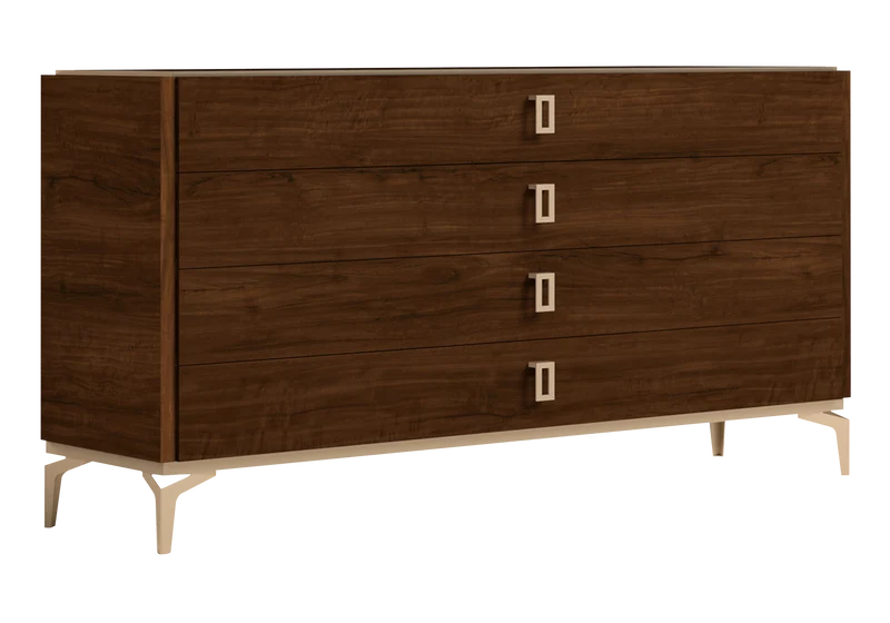 Commode noyer laqué 4 tiroirs – Eva