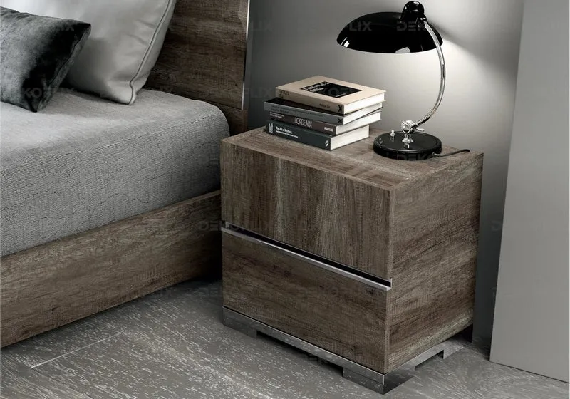 Table de chevet 2 tiroirs chêne naturel design - Dea