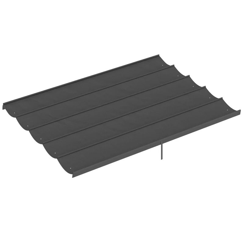 Toile de toit pergola 350 x 260 cm évacuation eau poches 6 barres respirante anti-uv moderne en polyester gris foncé 21_0004808