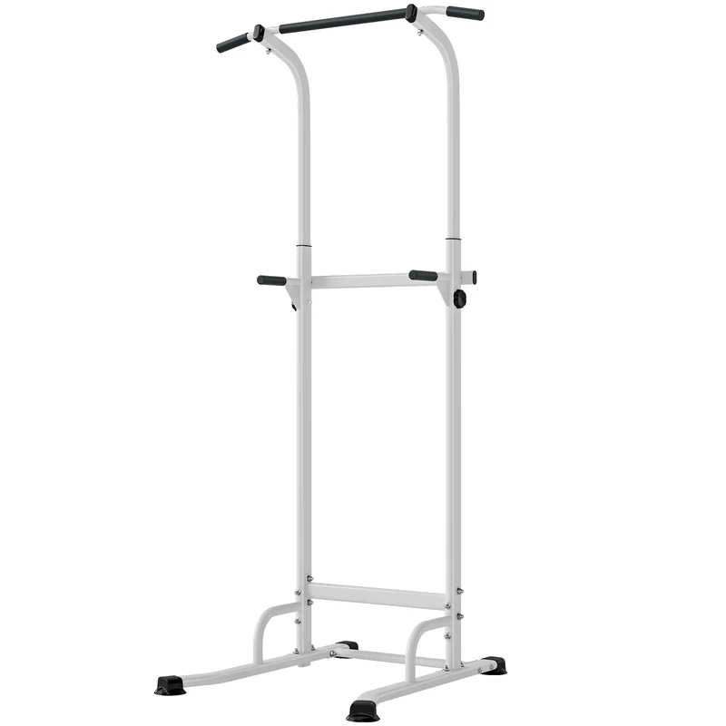Station de musculation autoportante 91.5 x 97.5 x 176.5-227 cm réglable entraînement complet tendance en acier blanc 21_0006887