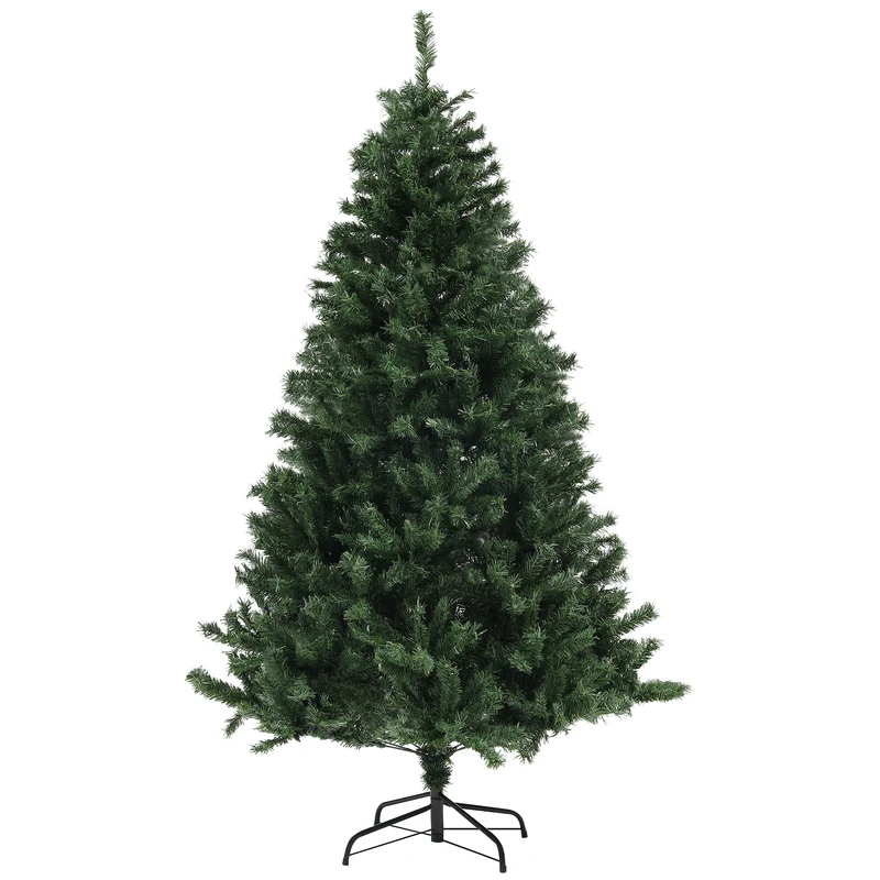 Sapin de noël artificiel forme large 110 x 110 x 180 cm ouverture auto branches ignifuges classique en plastique vert 21_0001372