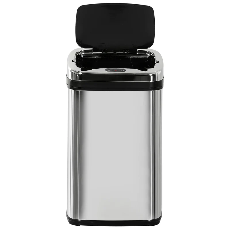 Poubelle de cuisine automatique à capteur 33 x 25 x 58 cm 30 l ouverture silencieuse moderne en acier inoxydable argenté 21_0000107