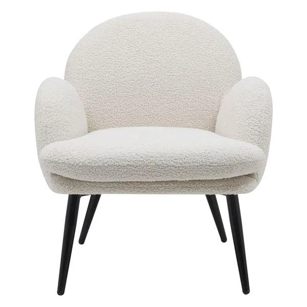 Fauteuil tissu effet laine bouclette blanc