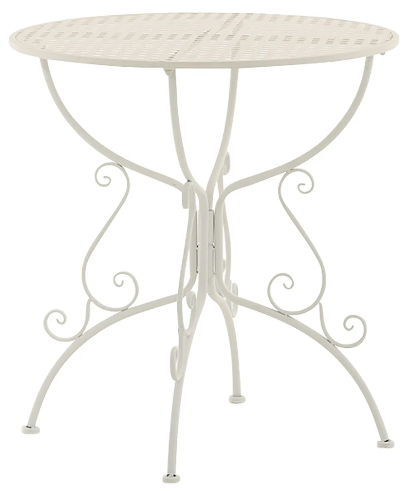 Table de jardin ronde en fer forgé Amanda métal métal blanc 10_0004005