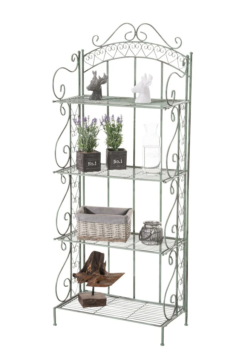 Etagère pour plantes 4 niveaux en fer 153x61x33 cm vert vieilli ETA10017