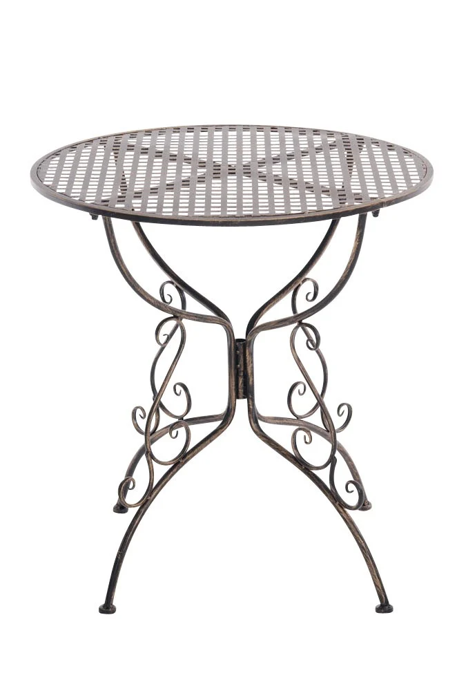 Table de jardin en fer forgé diamètre Ø 70 cm bronze vieilli MDJ10045