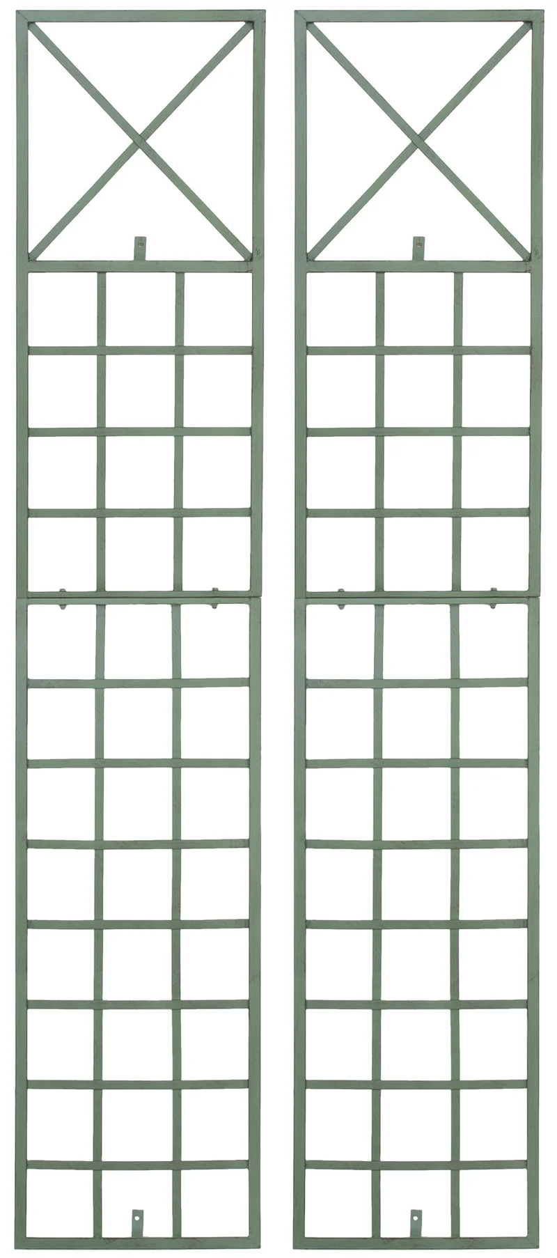 Set de 2 treillis décoration mural jardin roses plantes grimpantes métal vert vieilli 10_0003850