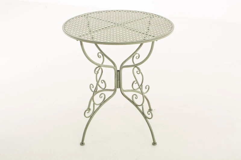 Table de jardin en fer forgé diamètre Ø 70 cm vert vieilli MDJ10048