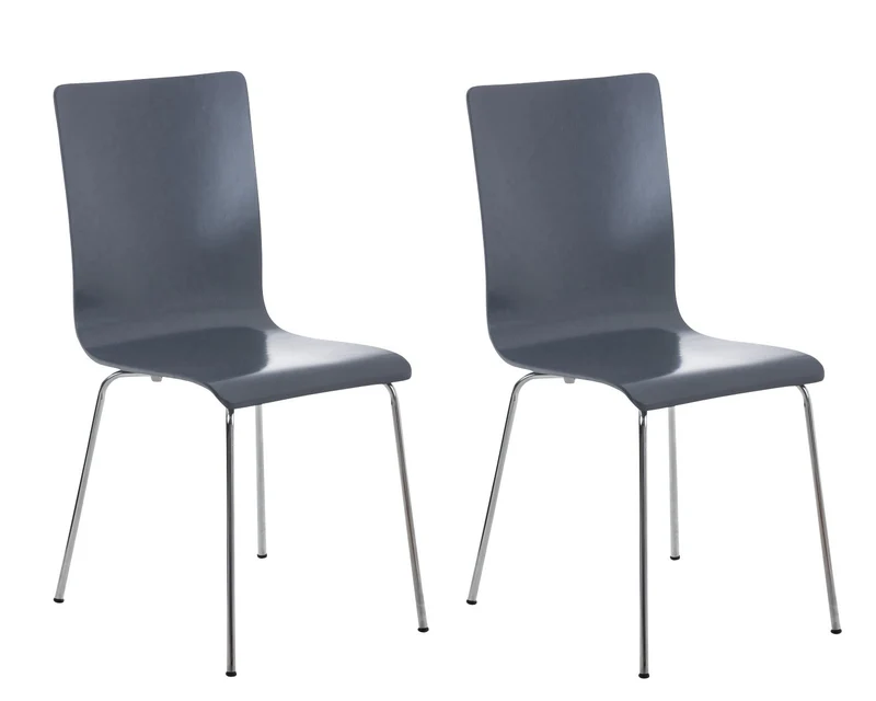 Lot de 2 chaises de cuisine en bois gris et métal CDS10065
