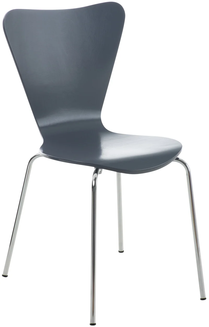 Chaise de cuisine salle à manger x1 empilable dossier triangle en bois gris et métal chromé 10_0003330