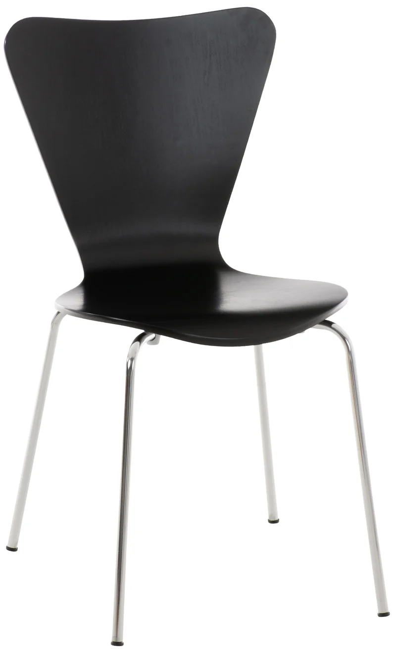 Chaise de cuisine salle à manger x1 empilable dossier triangle en bois noir et métal chromé 10_0003332