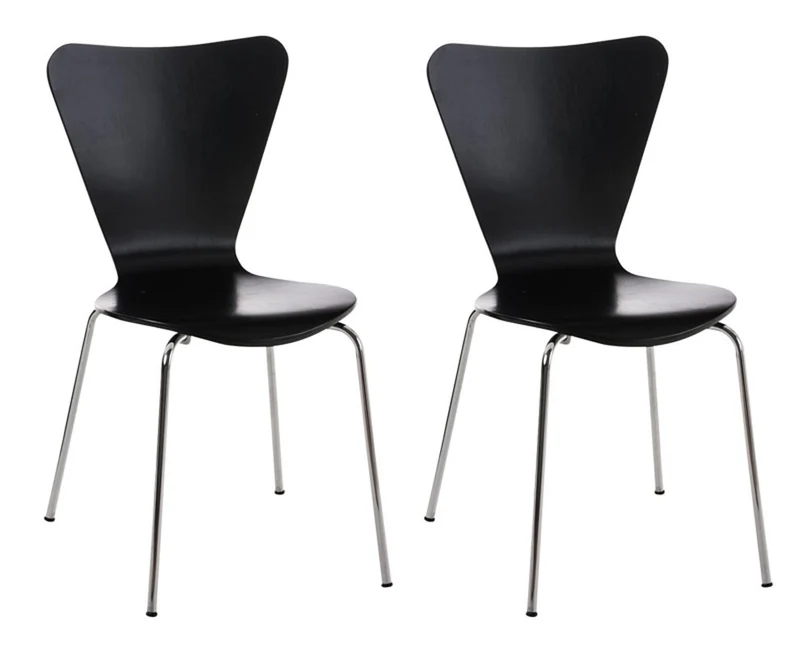 Lot de 2 chaises de séjour bureau en bois noir et métal CDS10014