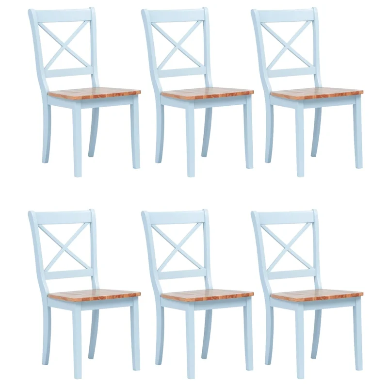 Lot de 6 chaises de salle à manger cuisine style simple gris et bois clair bois d'hévéa massif CDS022433