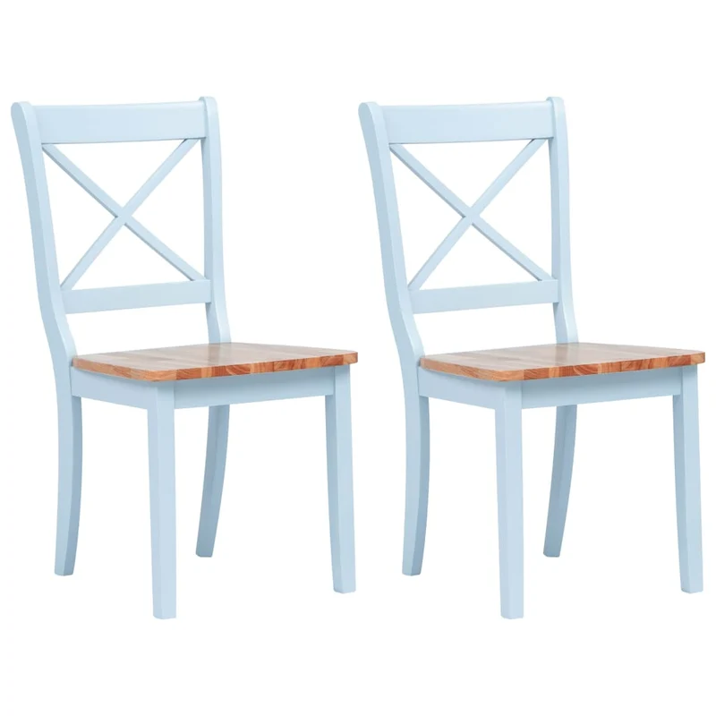 Lot de 2 chaises de salle à manger cuisine design classique bois clair bois d'hévéa massif gris CDS020516