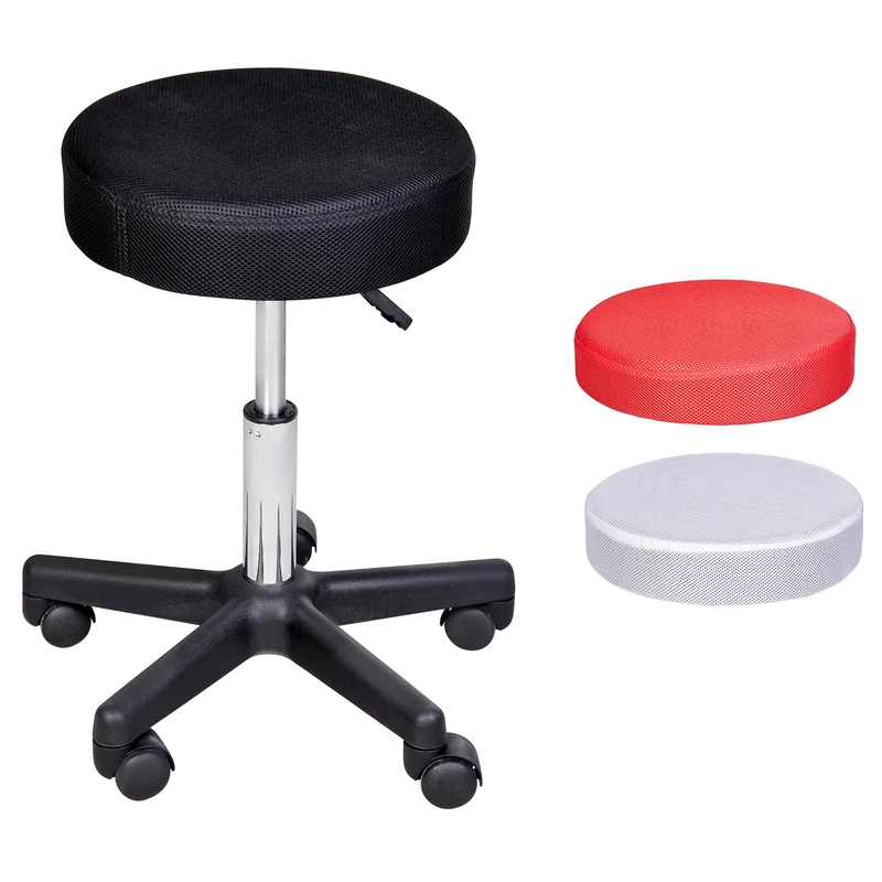Tabouret de massage 35 x 35 x 42-54 cm hauteur réglable assise rembourrée moderne épuré salon cabinet pro en PU noir 21_0000841
