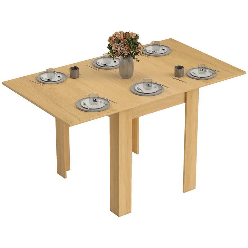 Table à manger extensible rectangulaire 140 x 80 x 77,5 cm allonge compacte moderne en panneau de particules bois naturel 21_0003374