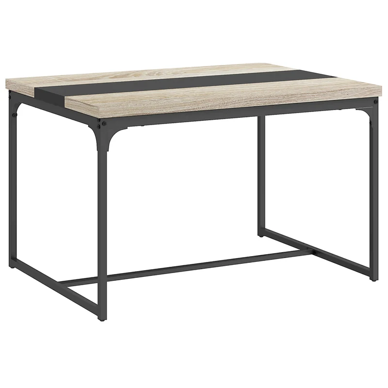 Table de salle à manger pour 6 personnes 120 x 89 x 75.5 cm plateau épais patins réglables industriel épuré en MDF noir 21_0003234