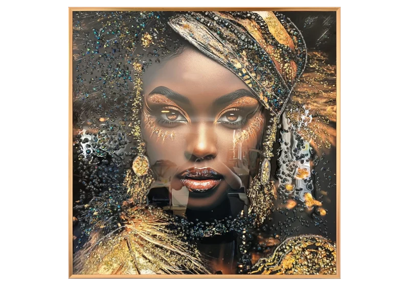 Tableau femme africaine cristaux dorés - Nala