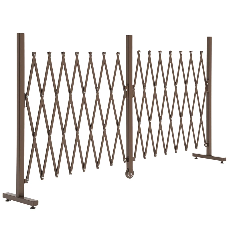 Barrière extensible rétractable sécurité 405 x 31 x 104 cm protection roulette pliable moderne en aluminium chocolat 21_0003926