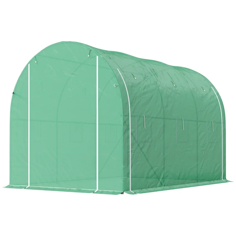 Serre tunnel de jardin 296 x 196 x 200 cm protection anti uv montage facile style contemporain en polyéthylène vert 21_0005407