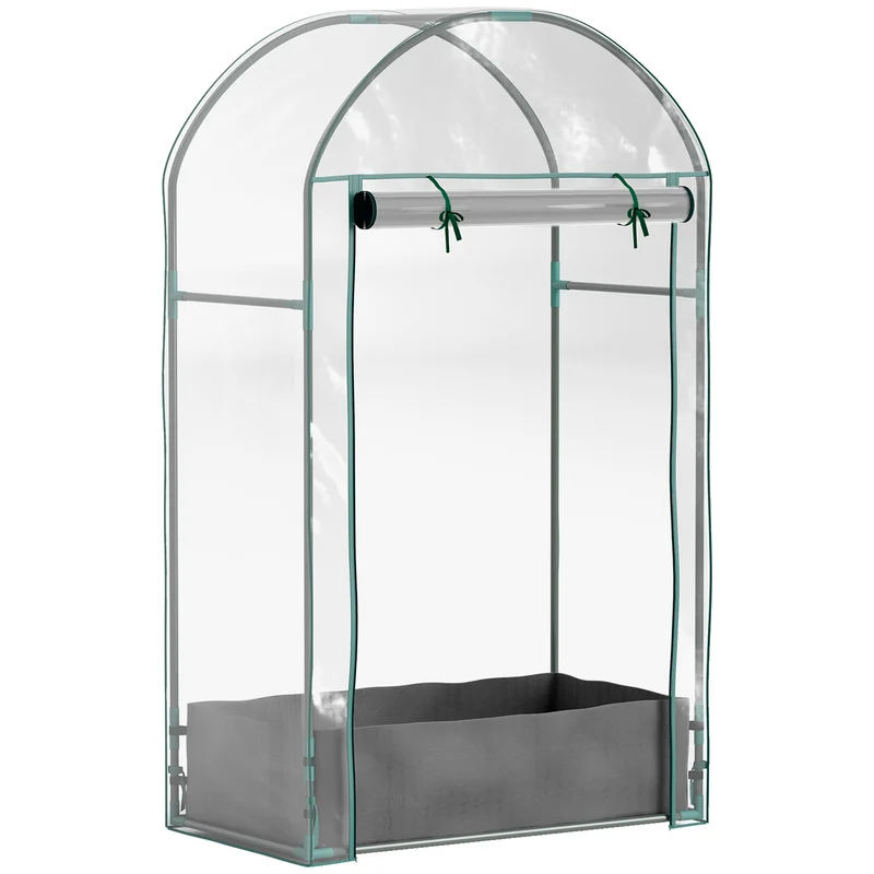 Mini serre de jardin balcon 89 x 50 x 152 cm sac de plantation inclus porte zippée design épuré en plastique transparent 21_0005499
