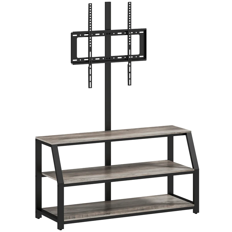 Meuble télévision colonne 110 x 43 x 150 cm support réglable gain de place style industriel moderne en mélamine gris 21_0003619