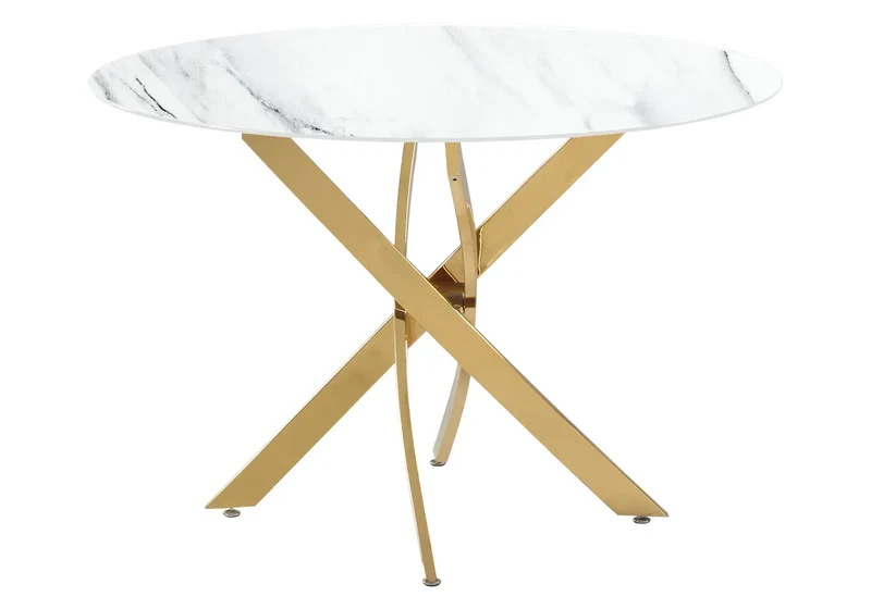 Table ronde dorée marbre blanc - Joy