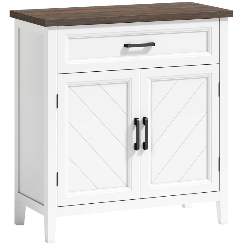 Buffet de salon polyvalent avec tiroir spacieux étagère réglable 76 x 35 x 80 cm gain de place moderne en MDF blanc 21_0003642