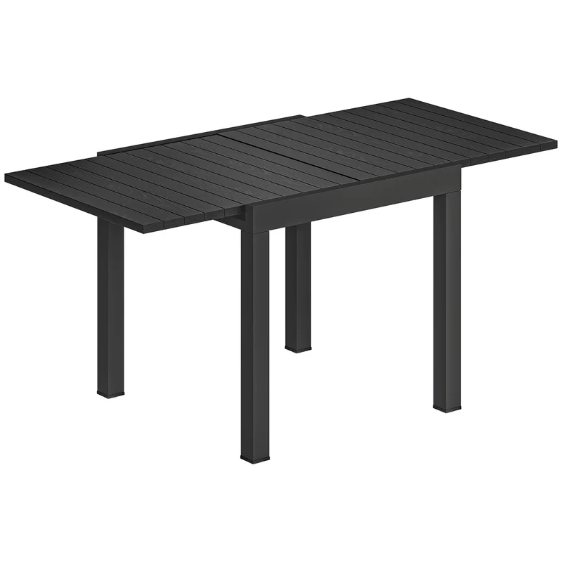 Table de jardin extensible 80 x 160 x 75 cm rallonge auto rangée gain de place style contemporain en aluminium noir 21_0005712