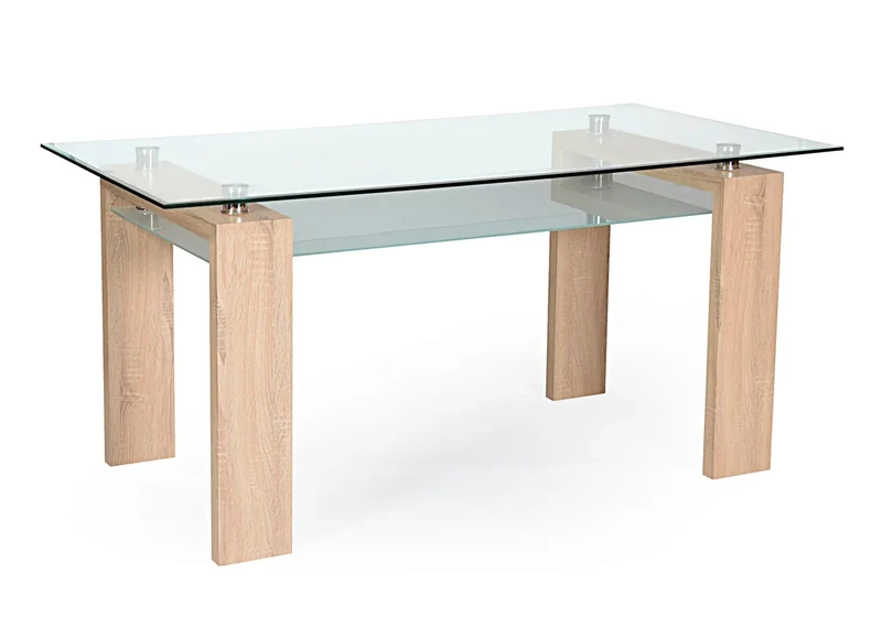 Table repas chêne verre trempé - Toe
