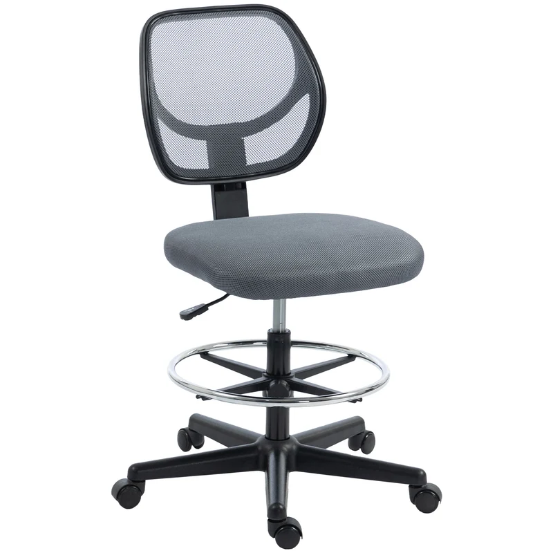 Chaise de bureau ergonomique 59 x 61 x 93-113 cm hauteur réglable assise respirante moderne en polyester gris foncé 21_0006238