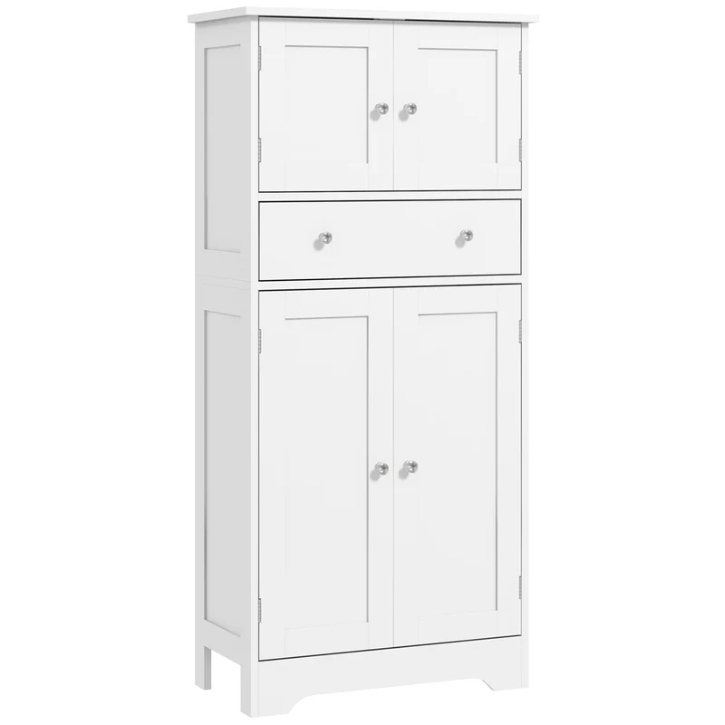 Armoire de cuisine buffet 60 x 30 x 128 cm étagères réglables fixation murale pratique en panneau de particules blanc 21_0003233