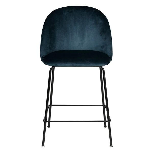 Chaise snack velours gris bleu