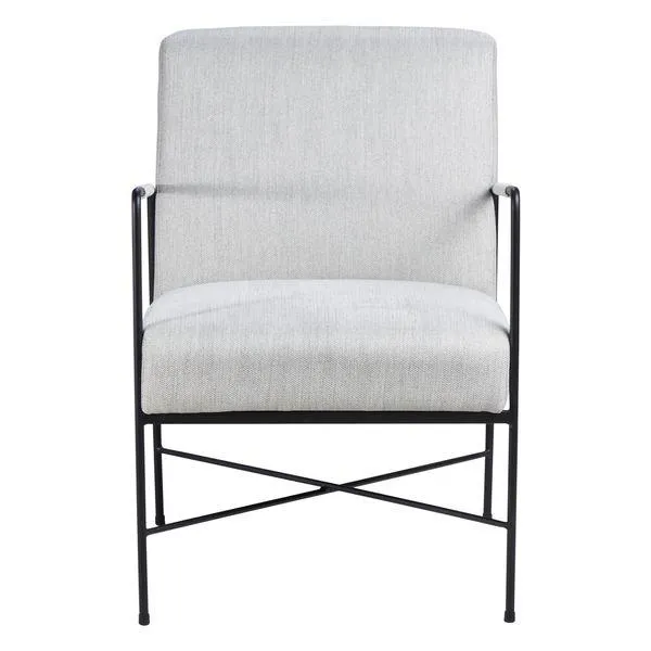 Fauteuil chevron gris pieds métal