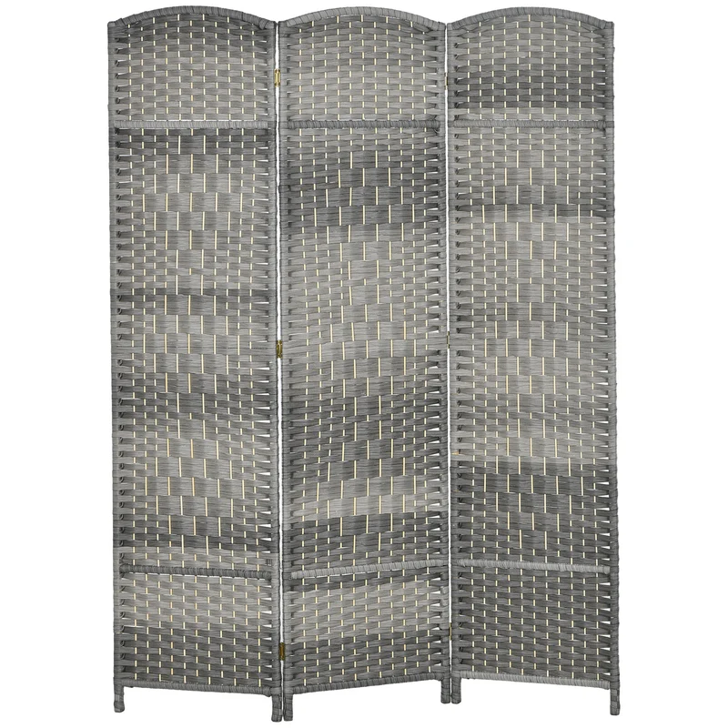 Paravent intérieur 3 panneaux 135 x 1,7 x 180 cm gain de place et intimité style scandinave épuré en polypropylène gris 21_0001330