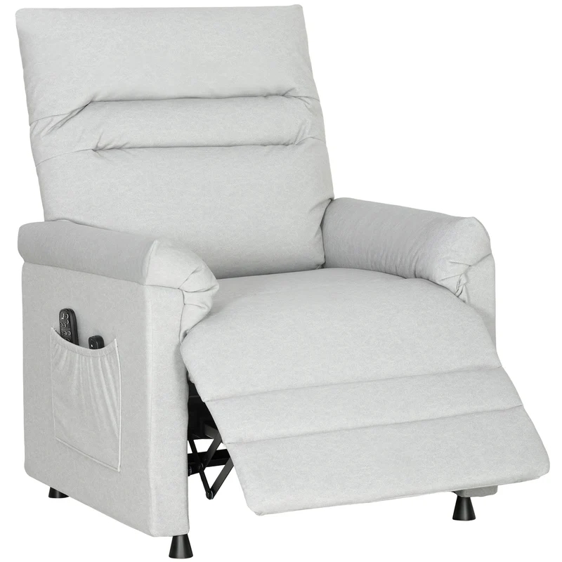 Fauteuil relax inclinable électrique 82 x 99 x 106 cm massage 8 points chaleur lombaire moderne en velours gris clair 21_0000834