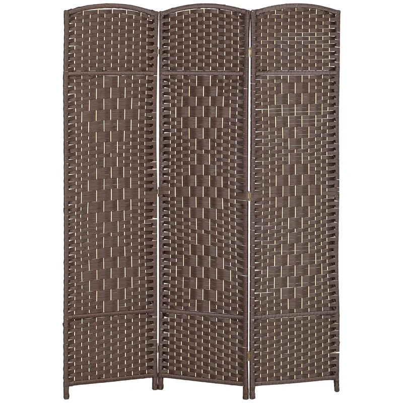 Paravent intérieur pliable 135 x 1.7 x 180 cm séparation intime léger style scandinave triptyque design en bois marron 21_0001329