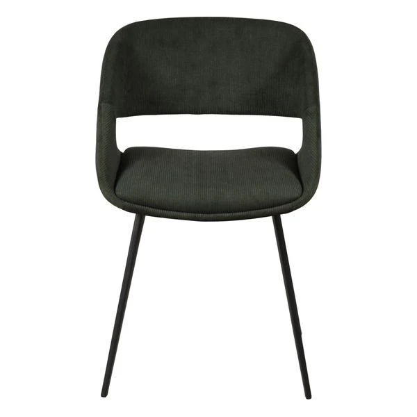 Chaise repas velours côtelé vert foncé