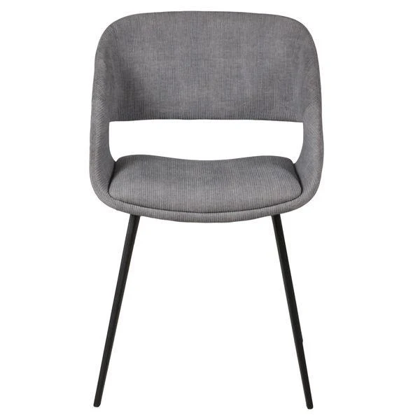 Chaise repas velours côtelé gris clair