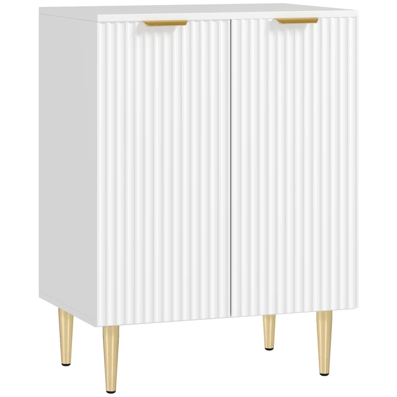 Buffet de cuisine meuble de rangement 60 x 40 x 80 cm étagère réglable pieds métal moderne épuré salon en MDF blanc 21_0003270