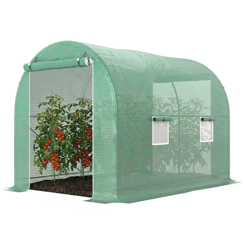 Serre de jardin tunnel 300 x 200 x 205 cm aération optimisée protection anti uv idéale contemporain en polyéthylène vert 21_0004103