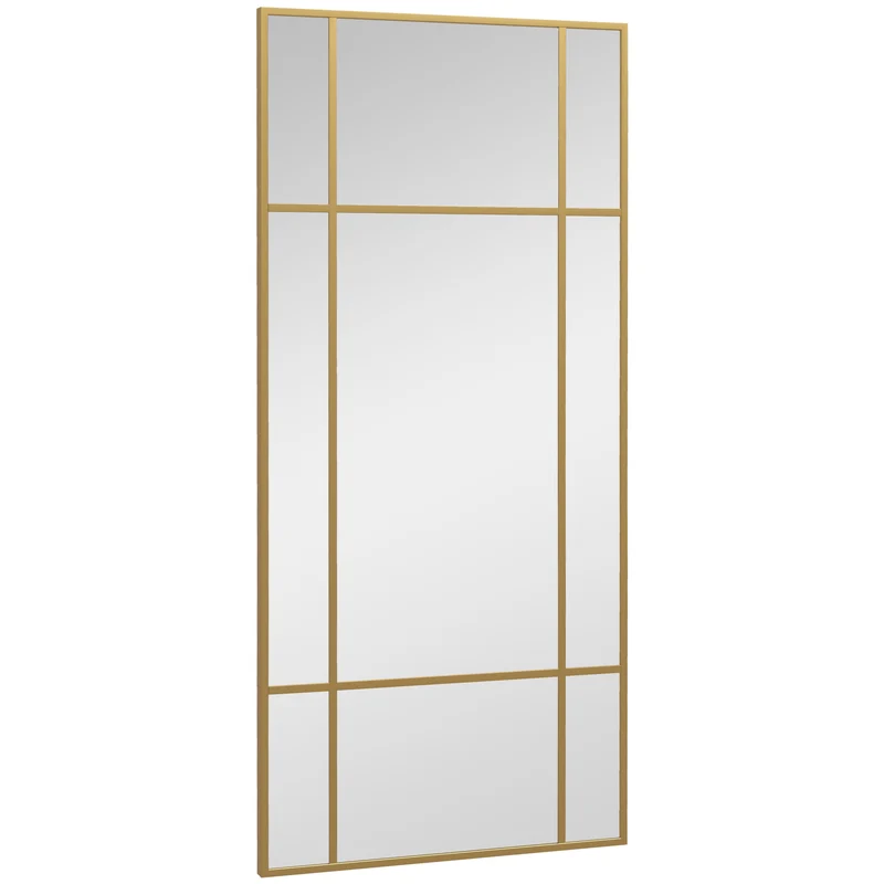 Miroir mural verrière rectangulaire 110 x 2 x 50 cm agrandit et illumine salon style industriel vintage en métal doré 21_0001349