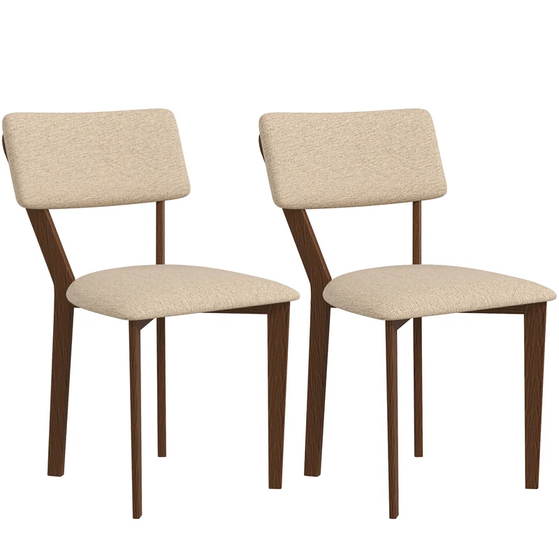 Lot de 2 chaises salle à manger 49 x 56 x 85 cm assise rembourrée barre en x moderne scandinave en polyester beige 21_0003260