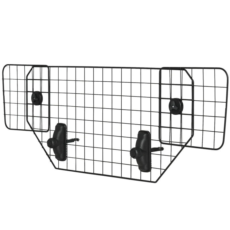 Grille de protection compacte pour chien largeur réglable 90-120 x 40,5 cm pour coffre moderne épuré en métal noir 21_0007223