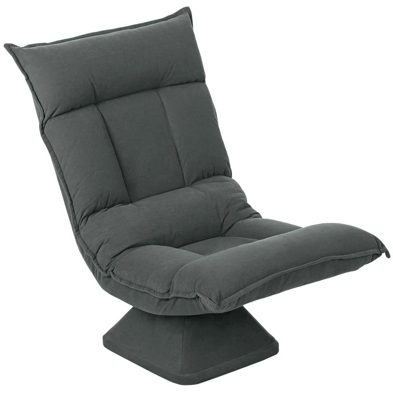 Chaise de sol pivotante 70 x 62 x 95 cm rotation 360° dossier réglable 3 positions moderne épuré en velours gris foncé 21_0003512
