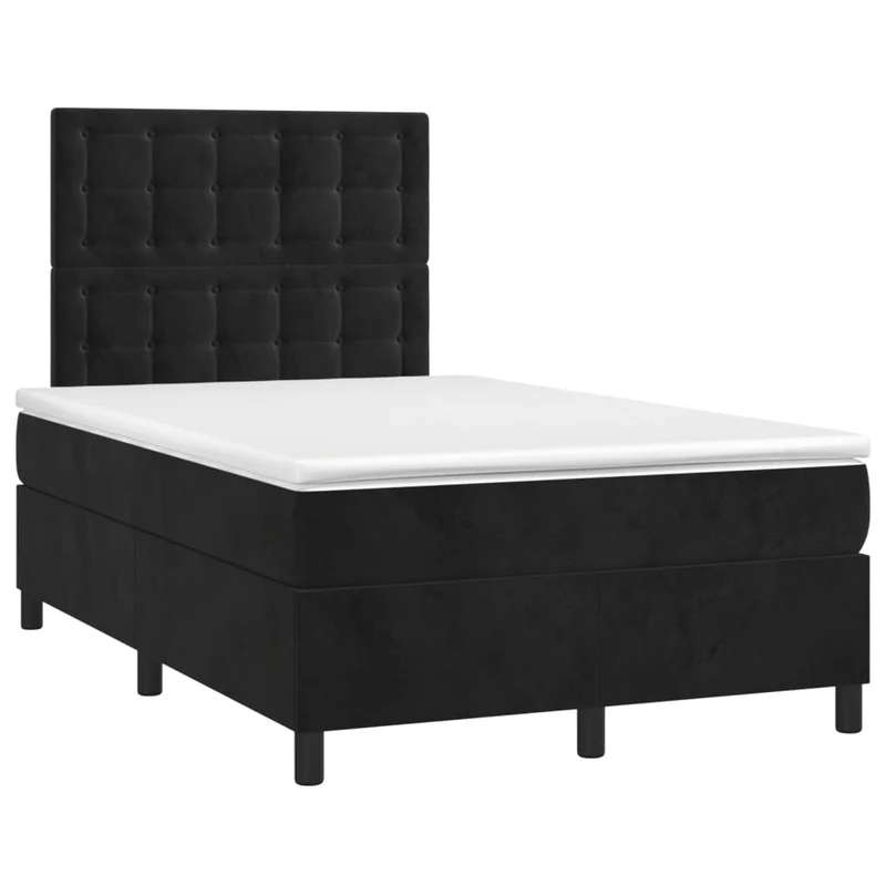 Cadre de lit LED avec sommier tête de lit matelas 120 x 200 cm tissu velours noir TDL0209270