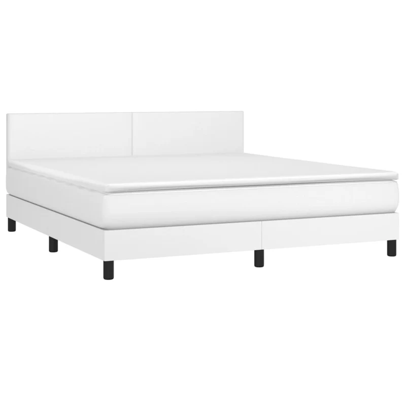 Cadre de lit LED avec sommier tête de lit matelas 180x200 cm synthétique blanc TDL0208718