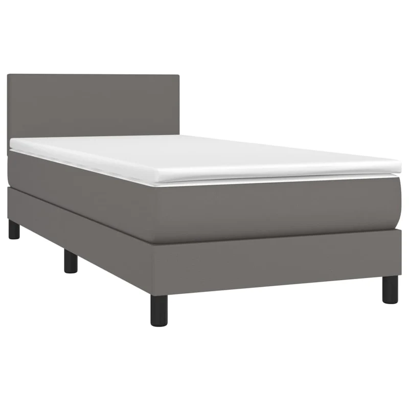 Cadre de lit LED avec sommier tête de lit matelas 100x200 cm synthétique gris TDL0208603